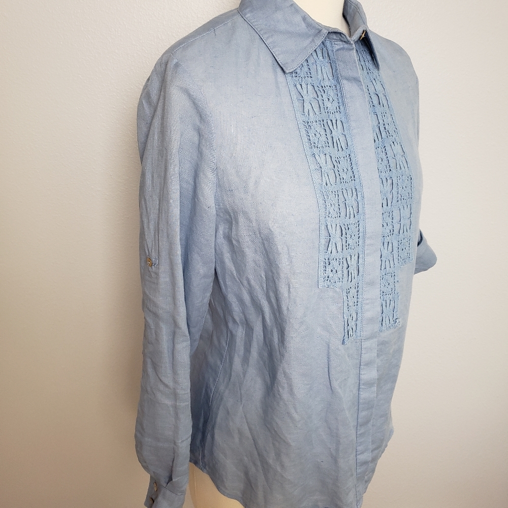 Max Studio Linen blend button down XS RN # 58822 - Picture 5 of 8